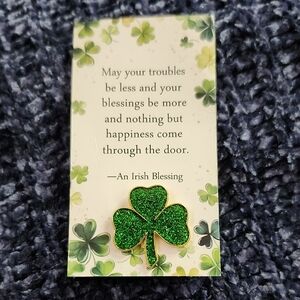 Green Glitter Shamrock Enamel Pin